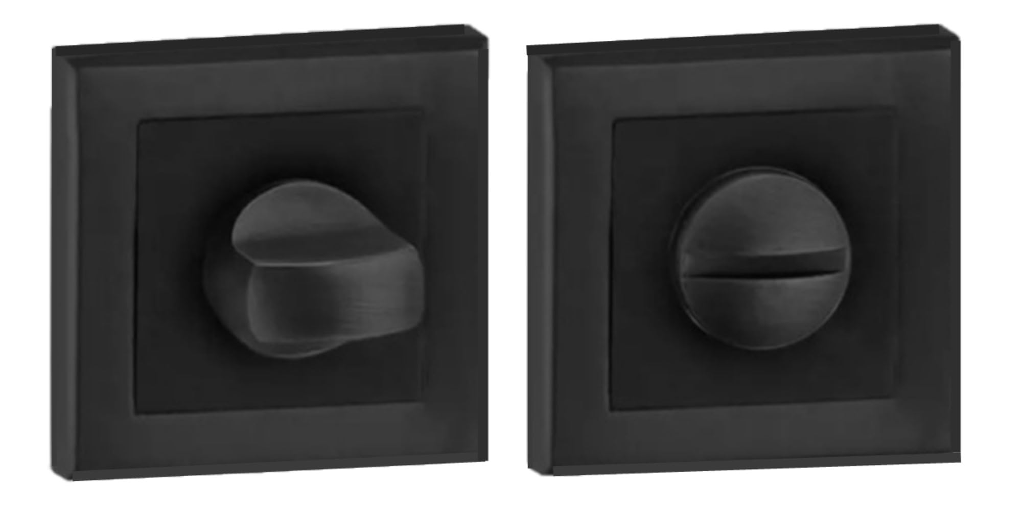 HANDLEZONEยฎ Bathroom Toilet Door Square Rose Thumbturn and Release Set - Black Matt