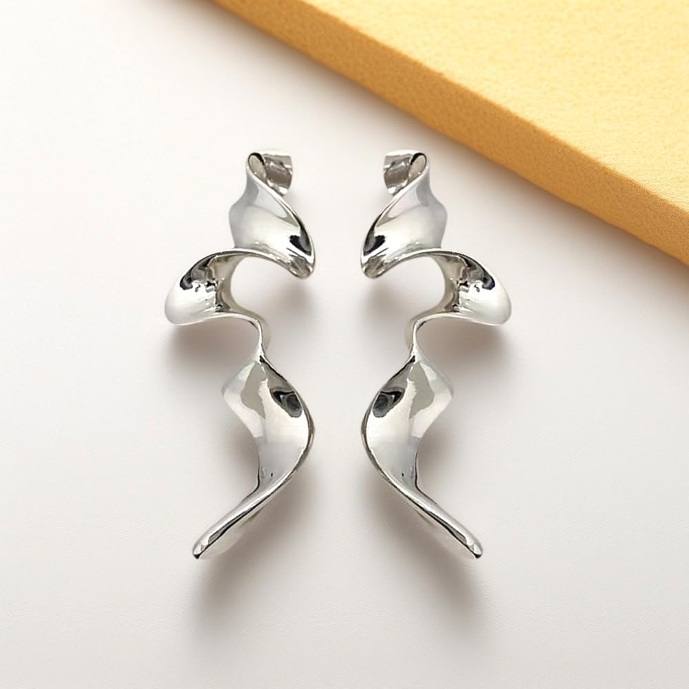 Chunky Gold Statement Earrings for Women Long Irregular Geometric Drop Earrings Vintage Silver Dangle Earring Minimalist Everyday Formal Jewelry - Image 6