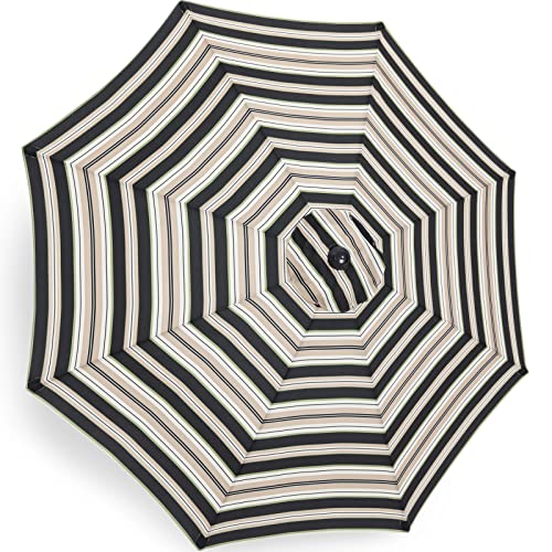 Image of ABCCANOPY 9ft Outdoor Umbrella Replacement Top Suit 8 Ribs (Black Stripes)