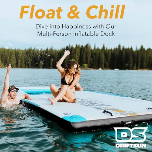 Driftsun Inflatable Floating Dock Platform - Mesa Dock Floats, Floating Docks for Lakes & Boats, Inflatable Island, Swim Platform Quick Inflation, Floating Mats for The Water