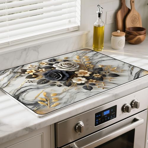 Image of Stove Top Cover for Glass Electric Stove (rose, 30 inch x 21 inch)