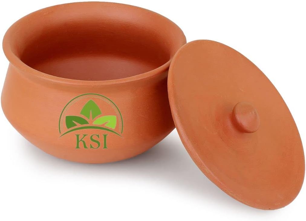 KSI Unglazed Mud Clay Pot for Thick Curd Making | Self-Cooling Raw Clay Handi | Natural Dahi Preserving Pot | Traditional Indian Clay Pot for Curd | Eco-Friendly, Handcrafted Clay Storage Pot |700ml