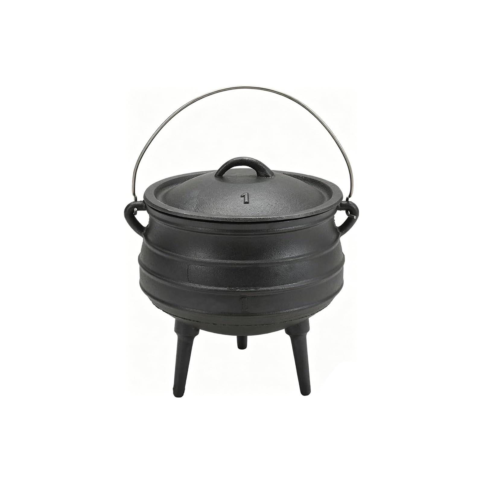 Warmiehomy Cast Iron Cauldron, 3L Pre-Seasoned African Potjie Pot with Lid and 3 Long Legs, Cast Iron Dutch Oven Camping Cookware Fire Pot for Outdoor Cooking and Baking, 20cm