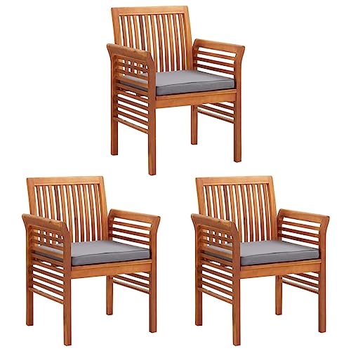Testorear 3-Piece Acacia Wood Outdoor Dining Chair Set, Brown Frame,