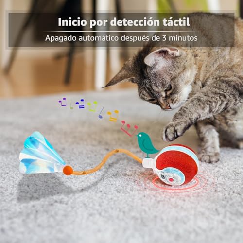 Miniatura 5 de Petiepaw Pelota De Juguetes Interactivos Para Gatos Domésticos, La Tercera Generación De Pelota Para Gato Ágil Y Móvil Con Cola De Malla Elástica, Juguetes Automáticos Para Gatos Gatitos