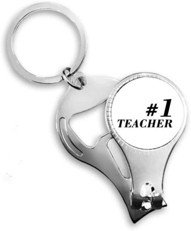 Number.1 Teacher Student Quote Nail Nipper Ring Key Chain Bottle Opener Clipper
