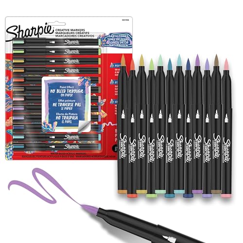 Image of Sharpie Creative Markers, Earth Tones, Water-Based Acrylic Markers, Brush Tip, 12 Count
