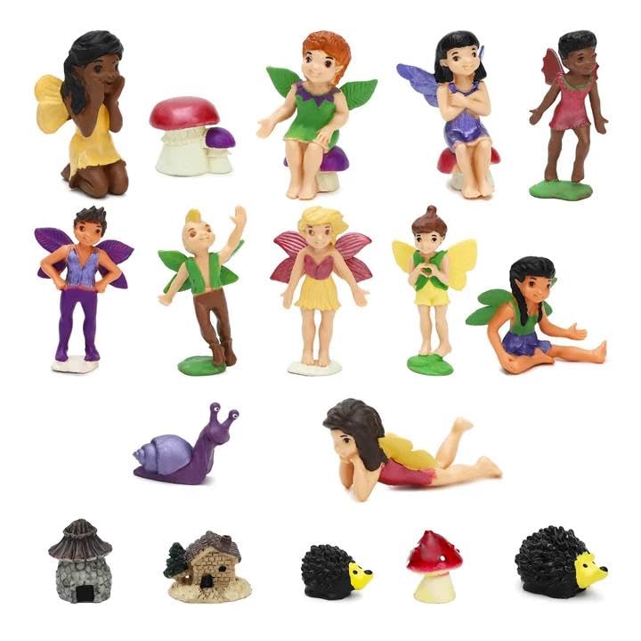 ONEST 18 Pieces Small Fairy Figurines Hand Painted Fairies Figures Miniature Fairy Garden Accessories Figurines for Kids Adults