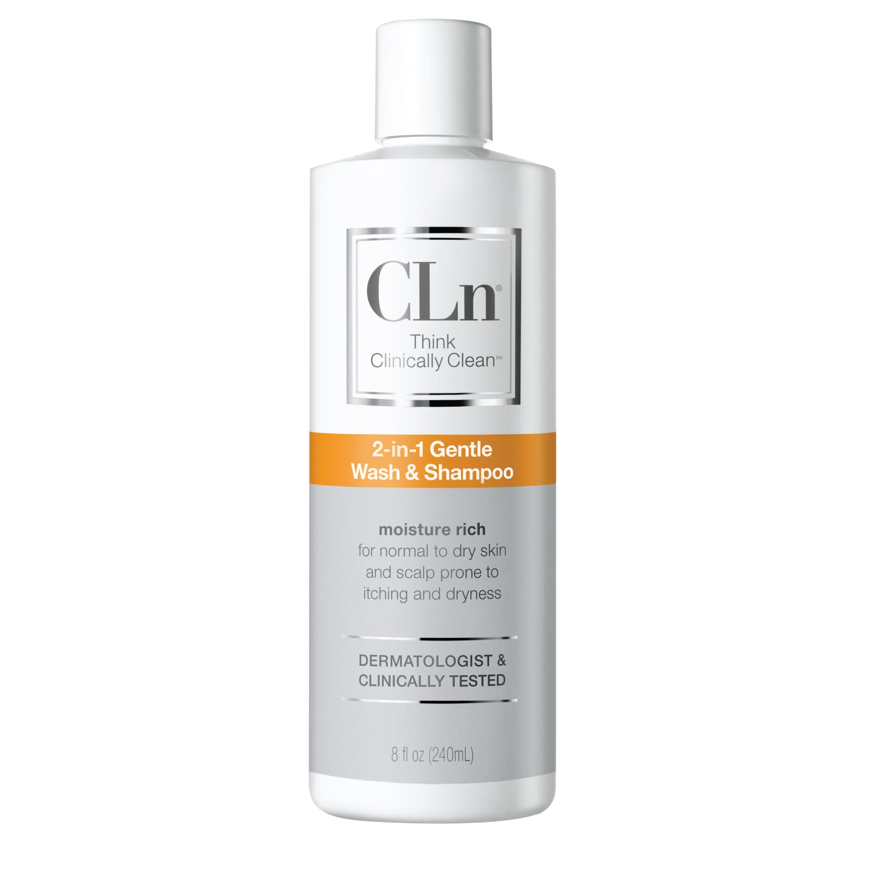 CLn® 2-in-1 Gentle Wash & Shampoo- Multi-functional Cleanser for Skin & Scalp Prone to Irritation, Flaking, Itching, Dryness & Razor Bumps, Fragrance-Free & Paraben-Free, 8 fl. oz.