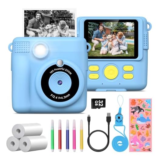 Camara Fotos Infantil Instantanea,GREENKINDER Camara Fotos Infantil,2.4" HD 1080P Cámara Instantánea para Niños con Tarjeta de 32GB,Bolígrafos de Colores y Papel de Impresión,Regalos Juguete