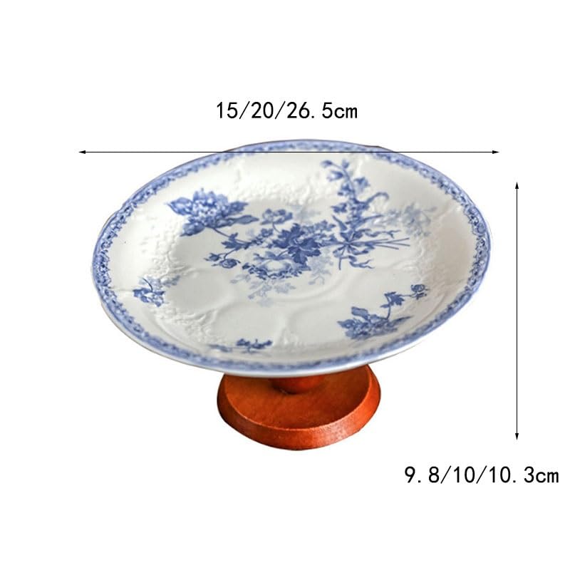miska na owoce, Drewniana ceramiczna taca na owoce z wysokimi nogami podwieczorek(XL)