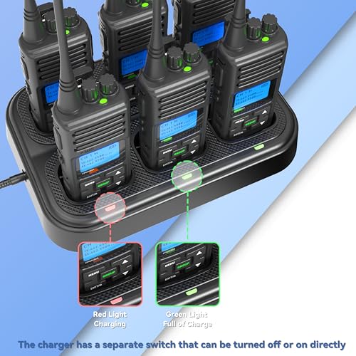 Image of SAMCOM Six Way Charger Multi Unit Gang Charging Station Organizer 60 Watts | with AC Adapter LED indicator Compatible with FPCN30A Rechargeable 1500 /3000mAh Batteries,4-5 Hours Charging Time