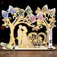 Geldgeschenk Hochzeit Holz mit Lichterketten,hochzeitsgeschenk geldgeschenk,Hochzeitsgeschenke für Brautpaar,Hochzeit Dekorative Geschenk,Herzförmiges Geschenk zum Hochzeit Hochzeitstag (Style 1)