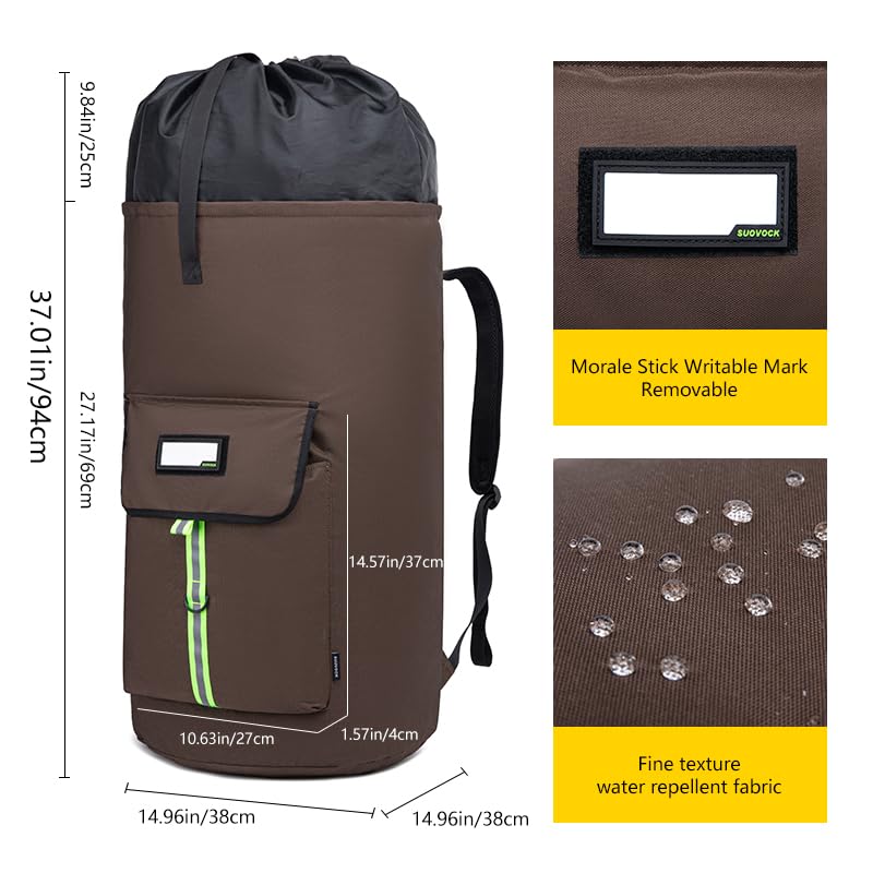Image of laundry bag backpack,extra-large heavy duty laundry bags,laundry backpack for college students,drawstring closure (Brown)