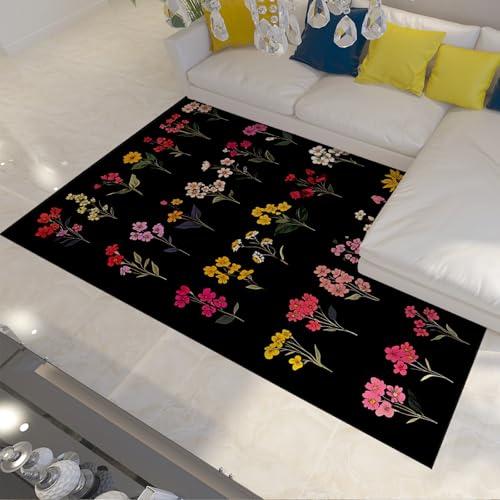 Tapis de salon boho floral 180x300cm lavable et vintage