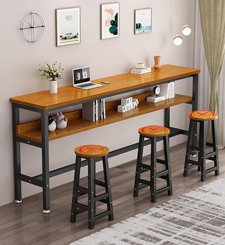 Mesa de bar rectangular para cocina y sala de estar, mesa alta de desayuno, marco de metal, diseño que ahorra espacio, perfecta para áreas pequeñas