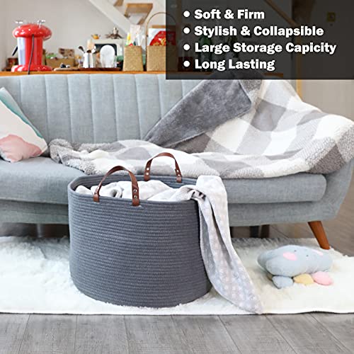 Xxl Multi Purpose Large Blanket Basket Living Room 20"X20"X13", Haidms Blanket Storage Basket Living Room, Large Woven Laundry Basket - Rope Storage Basket Large Baskets For Blankets Storage #TOP2