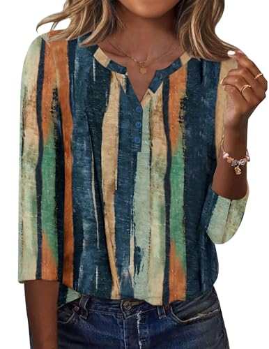 Zeagoo Fashion Clothing Floral Summer Tops 2025 Trendy 3/4 Length Sleeve Shirts Cute Spring Blouses