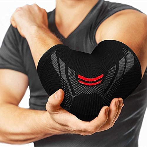 serveuttam� Elbow Support for Gym (1 Pair) - Elbow Brace for Men Women Workout | Elbow Compression Sleeves for Tendonitis Pain Relief, Tennis, Volleyball, Cricket - Elbow Pain (Robotic Red, S)