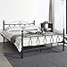 GreenForest Queen Bed Frame Metal Platform Complete Bed Vintage Headboard Footboard Box Spring Replacement Steel Bed Frame, Matte Black Queen