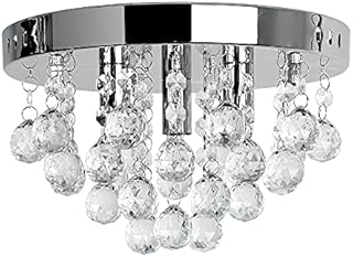 MiniSun Modern Polished Chrome & Clear Acrylic Droplet Flush Ceiling Light Fitting