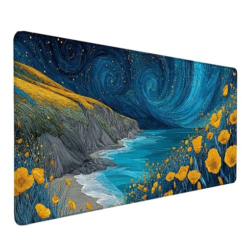 Tapis de souris XXL de haute qualité avec base en caoutchouc stable et couture de précision