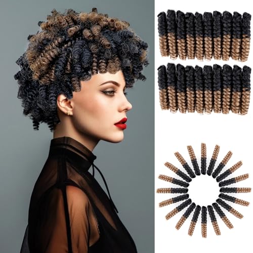 BECUS 3Packs 20inch Short Crochet Braids Hair Extension for Black Women Diameter(12mm) Tapered Cut Wand Hair Extensions(#1B/27)