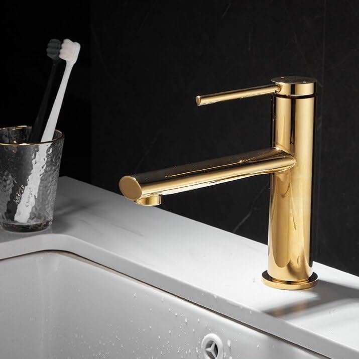 Robinet mitigeur de salle de bains dorure durable avec mélangeur eau chaude froide précis
