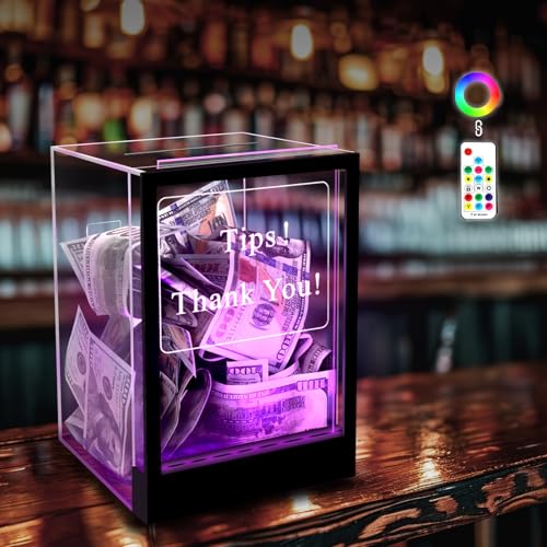 Lighted Up Tip Jar with Large Opening - LED Light