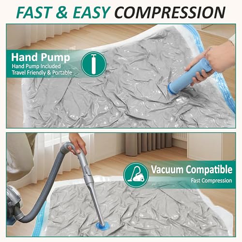 Image of Cozy Essential Vacuum Storage Bags, 80% Compression Vacuum Seal Space Saver Plastic Packaging Bags for Clothes, Blankets, Pillow, Bedding, Comforters, Sealer Clothing Storage,6 Jumbo