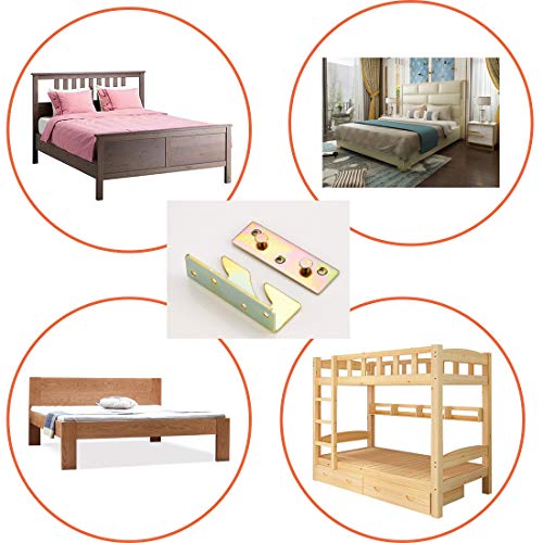 Socell 4 Sets Bed Rail Brackets Heavy Duty No-Mortise Bed Rail Fittings Wooden Bed Frame Connectors With Screws For Headboards Footboards Hold 500 Pounds Maximum #TOP4