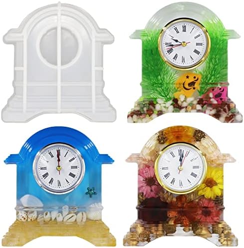 Sweet Password Resin Clock Molds, Table Clock Mold for Resin, Mantel Silicone Molds Kit for Epoxy Resin Casting, DIY Home Decor Christmas Gift with 2 Clock Faces