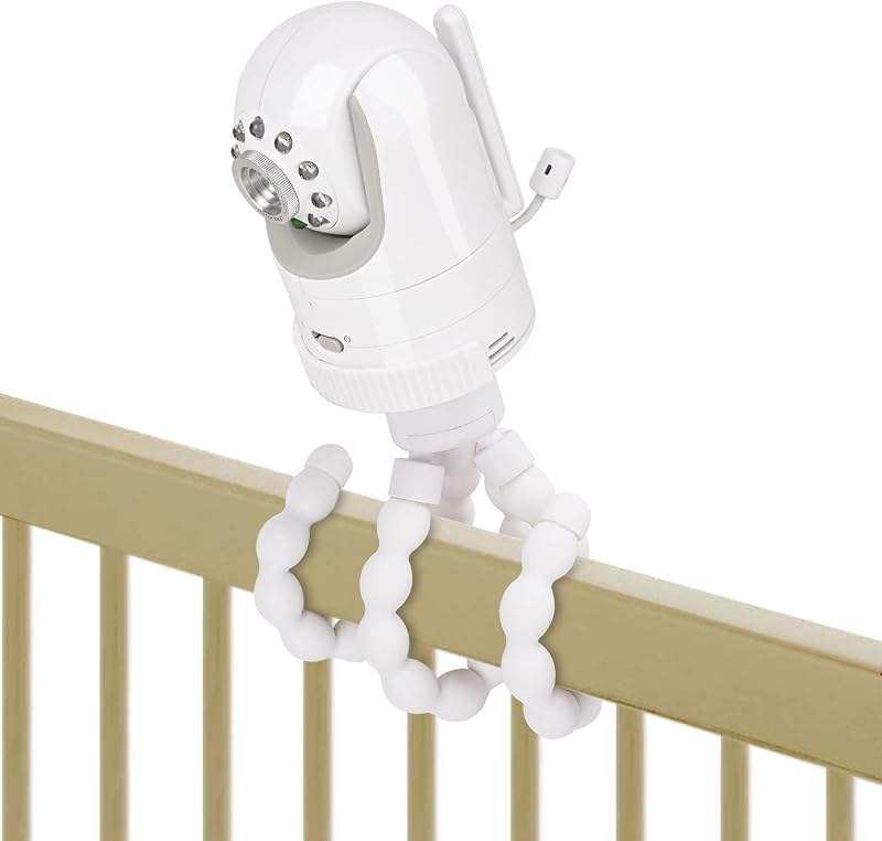 Tripod Baby Monitor Mount Compatible with Infant Optics DXR-8 and DXR-8 Pro Baby Monitor, Flexible Baby Camera Holder for Crib Without Tools or Wall Damage - White