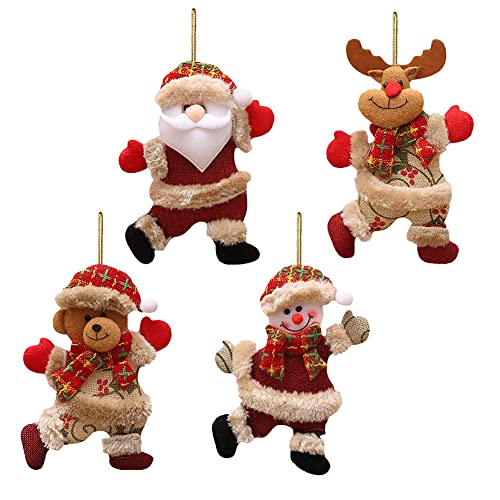 Adornos Colgantes de Navidad,4 Piezas de Figuras,Adornos Colgantes para el árbol de Navidad,Oso Santa muñeco de Nieve Alce,para Fiestas de Navidad,árboles de Navidad,Adornos para Ventanas Cover