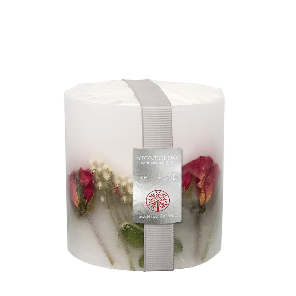 Stoneglow Red Nature's Gift Collection Rose Scented Pillar Candle