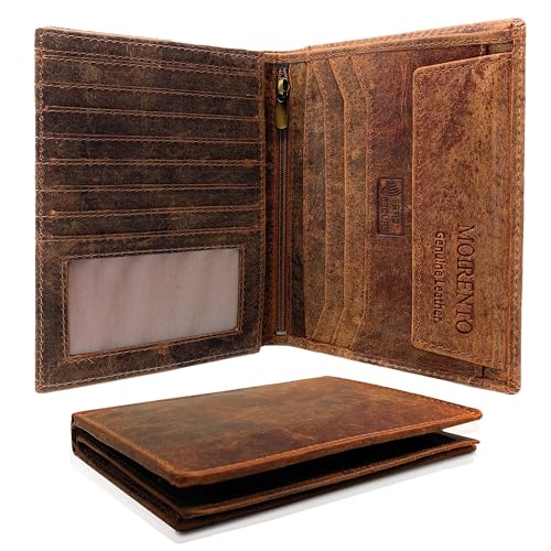 Portefeuille de voyage anti RFID en cuir marron léger Black Hunter