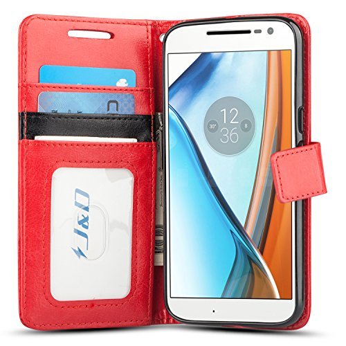 JD Compatible para Moto G4/G4 Plus Funda, [Protección de Cartera] [Soporte Plegable] Funda Pesada Resistentes Billetera para Motorola Moto G4 Funda Cuero, Moto G4 Plus Funda Cuero