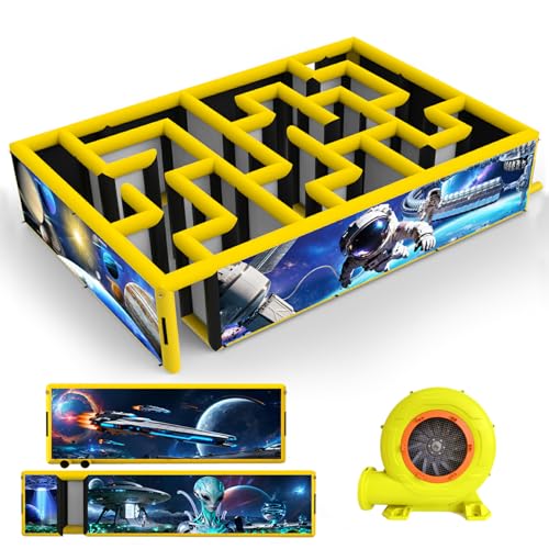 WZIIOT 26.5x18x6.5FT Inflatable Maze with 1100W Air Blower - Cosmic Expanse Theme Maze