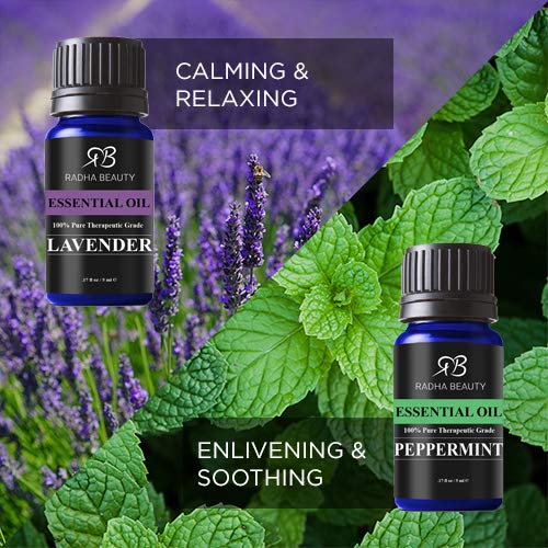 Radha Beauty Top 8 Essential Oils Gift Set Pure & Therapeutic Grade For Diffusers, Massage, Aromatherapy, Skin And Hair Care #TOP2