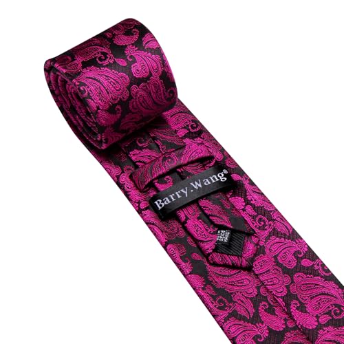 Image of YOHOWA Mens Ties Set Wedding Paisley Neckties with Handkerchief Cufflinks Formal Business