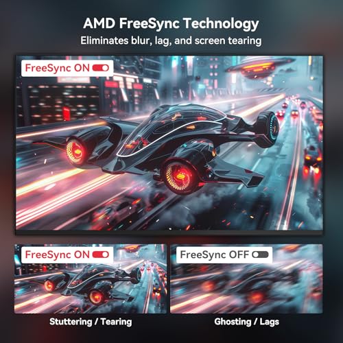 Image of Great voell 27 Inch Gaming Monitor FHD (1920x1080), 100Hz Computer Monitor Speakers Built in, HDR10, 99% sRGB, FreeSync, HDMI /DP, Design VESA (100 x 100mm)