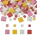 252Pcs Mixed Color Mosaic Tiles Square Glass Tiles Shine Crystal Mosaic Glass Pieces for Home Decoration or DIY Crafts