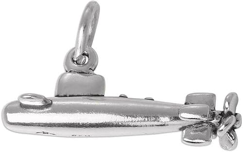 Encanto de barco submarino 3D de plata esterlina Artículo #2766, Plata esterlina, No es una piedra preciosa