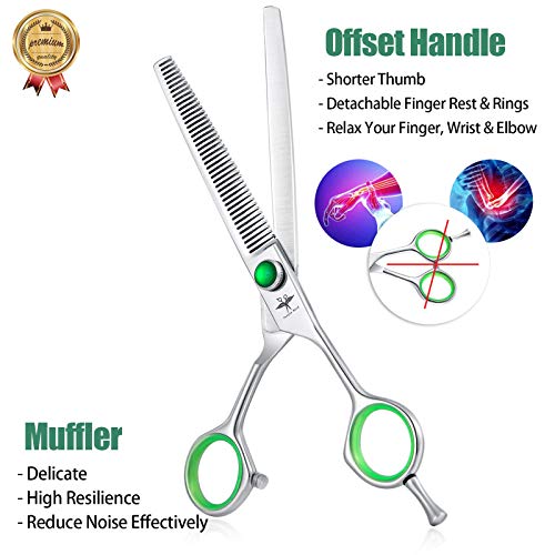 PURPLEBIRD 7 Inch Straight Dog Grooming Scissors Professional Pet Thinning Texturizing Shears Safety Noiseless Blunt Tip Trimming Shearing for Dogs Cats Japanese Stainless Steel Silver PURPLEBIRD 7 Inch Straight Dog Grooming Scissors Professional Pet Thinning Texturizing Shears Safety Noiseless Blunt Tip Trimming Shearing for Dogs Cats Japanese Stainless Steel Silver