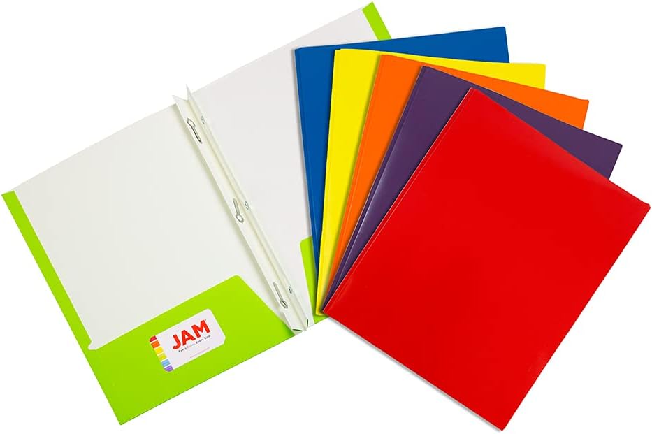 JAM PAPER Laminated Two Pocket Glossy 3 Hole Punch School Folders - Letter Size - High Gloss Gold - Bulk 25/Pack