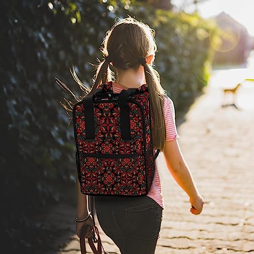 Sac à dos multicolore mandala rouge avec bretelles ajustables