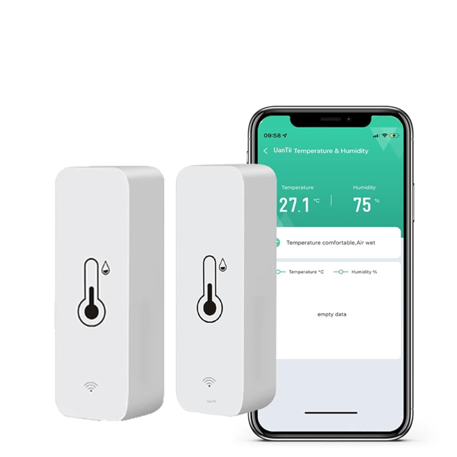 Smart Temperature Humidity Sensor Tuya Smart WIFI Indoor Hygrometer Works with Smart Life App and Amazon Alexa Google Home Voice Control(2pcs)