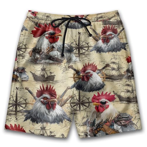 Chicken Mens Swim Trunks - Chicken Lover Mens Shorts Swimsuit Bathing Suit Board Shorts Men's Series 06