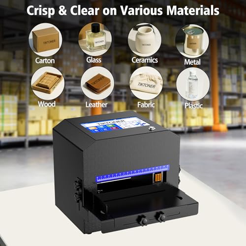 Image of Inkjet Coding Machine with 42ml Fast Dry Ink Cartridge, Date Printing Machine with 7 inch Touch Screen, Metal Inkjet Coder Print on Various Materials Batch Code Printer for Text Date Lot Number