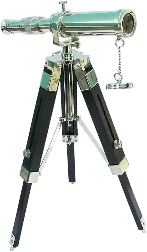 Nautical Telescope Spyglass Antique Marine with Wooden Tripod Stand Handmade